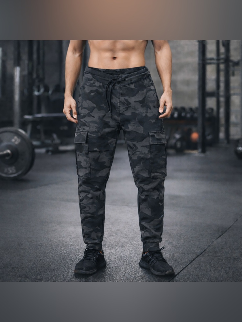 Gymreapers Camo Cargo Joggers XS Black Gray Tactical Workout Pants